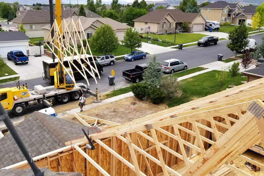 home improvement contractors expanding roof with new trusses