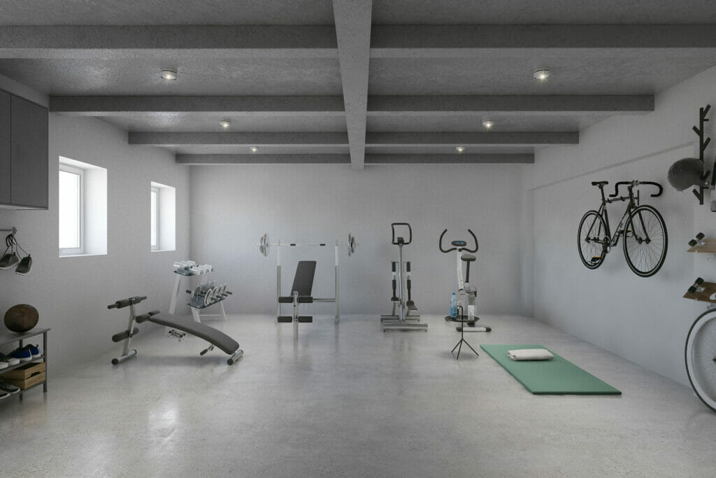 modern basement finishing with a gym