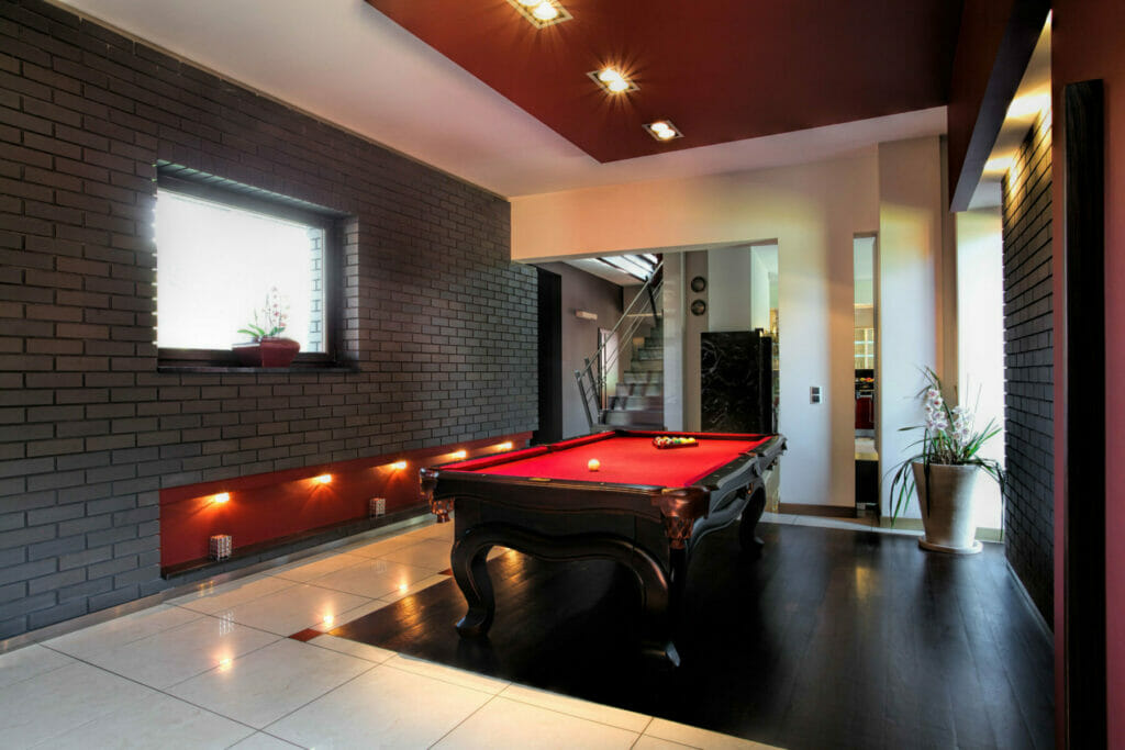 game room in basement